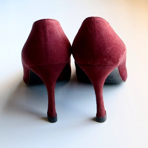 Yves Saint Laurent Burgundy Suede Leather Pointy Toe Heels Pumps Formal Shoes - Picture 6 of 14